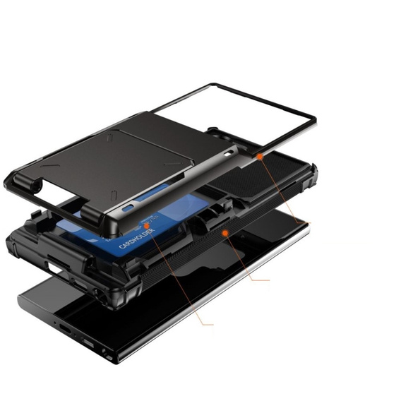 Case for Samsung Galaxy S25 Ultra, Card Holder Kickstand, black