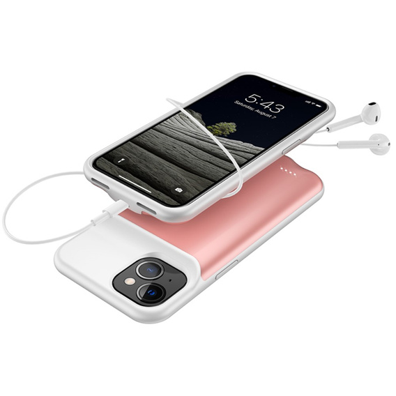 Case with 6500mAh Battery for iPhone 13, pink