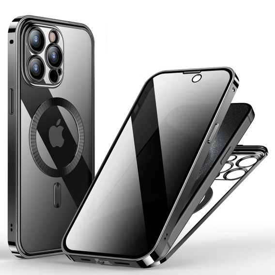 Case for iPhone 15 Pro, Privacy Dual Glass, for MagSafe, black