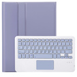 Case + keyboard Samsung Galaxy Tab A9+, Leather Pen Slot TouchPad, purple