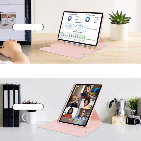 Keyboard case for Samsung Galaxy Tab S10 Lite / S10 FE / S9 FE, Rotary 360° Leather, pink