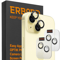 2x ERBORD OPTIK Pro Camera Tempered Glass for iPhone 15/15 Plus/14/14 Plus, black