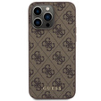 GUESS Case for iPhone 15 Pro Max, 4G Metal Gold Logo, brown