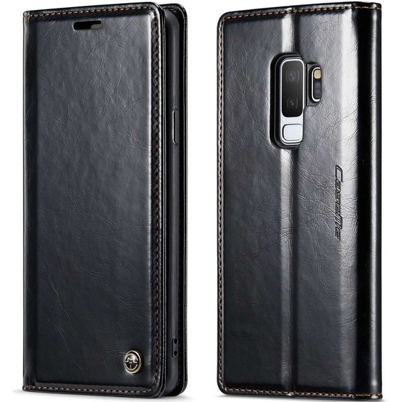 CASEME flip case for Samsung Galaxy S9+ Plus, Waxy Textublack, black