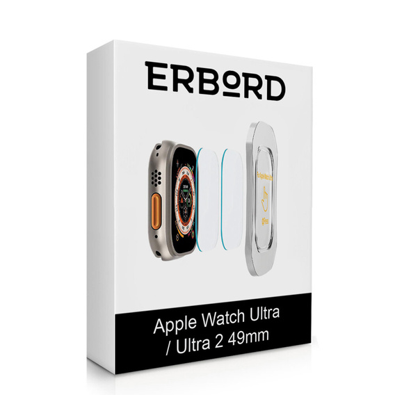 2x Tempered Glass with ERBORD mounting frame for Apple Watch Ultra 1/2/3 49mm