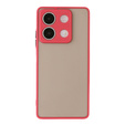 Silicone case for Xiaomi Redmi Note 13 5G, with camera protection, transparent / red + Tempered Glass 9H