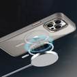 Case for iPhone 16 Pro Max, for MagSafe, ERBORD Matt Case, transparent / titanium + Screen Glass