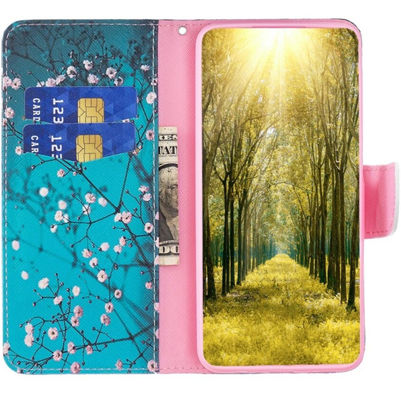 Flip case for Samsung Galaxy A55 5G, Wallet, Sakura, blue
