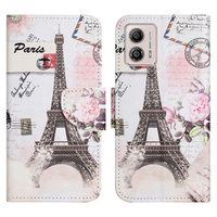 Flip case for Motorola Moto G73 5G, Wallet, Eiffel Tower, white