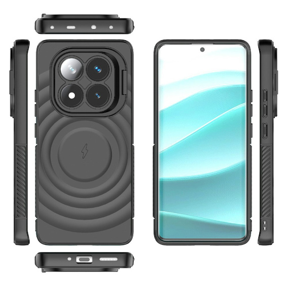 Case for Xiaomi Redmi Note 14 Pro 5G / Xiaomi Poco X7 5G, Ripple Kickstand, for MagSafe, black