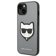 Karl Lagerfeld Case for iPhone 14 Plus, Saffiano Choupette Head Patch, silver