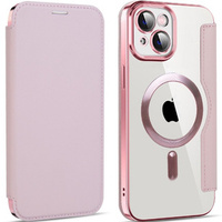Flip case for iPhone 14 Plus, RFID Wallet MagSafe CamShield, pink