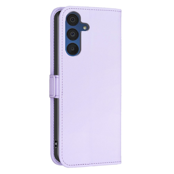Flip case for Samsung Galaxy A15, BINFEN Wallet, purple + 9H glass
