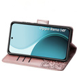 Flap case for Oppo Reno 14F, wallet, Butterfly, rose gold