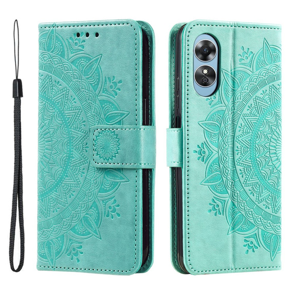 Flip case for Oppo A17, Mandala, green