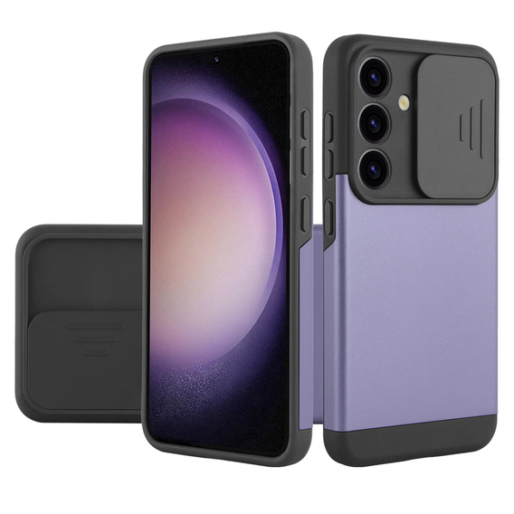 Case for Samsung Galaxy S24, ERBORD CamProtect Slide Camera, purple
