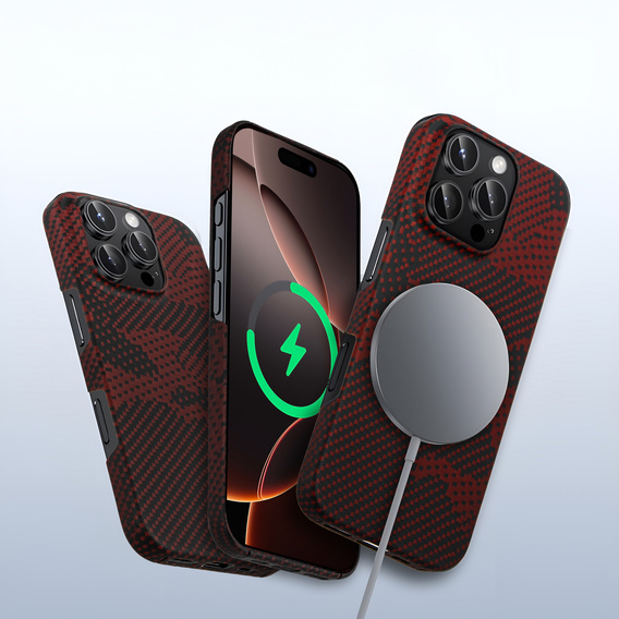 Case for iPhone 16 Pro, Aramid Fiber MagSafe, red