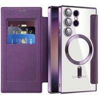 Flip case for Samsung Galaxy S24 Ultra, RFID Wallet MagSafe CamShield, purple