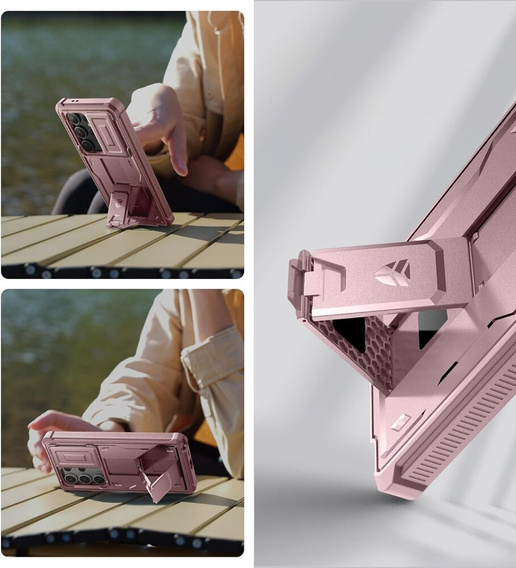 Armored case for Samsung Galaxy S24 Ultra, Dexnor Full Body (Two Frames), pink rose gold