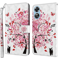 Flip case for Oppo A17, Wallet Light Spots Decor, tree, white