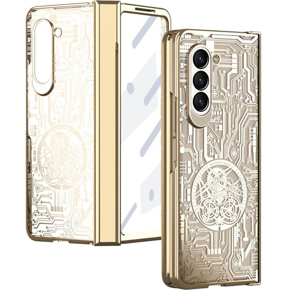 Case for Samsung Galaxy Z Fold 5 5G, Mechanical Legend, gold