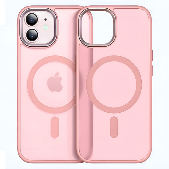Case for iPhone 11, for MagSafe, ERBORD Matt Case, pink + Screen Glass