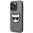 Karl Lagerfeld Case for iPhone 14 Pro Max, Saffiano Choupette Head Patch, silver