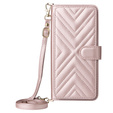 Crossbody Leather Wallet flip case for Samsung Galaxy S25 Edge, pink