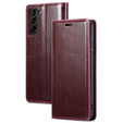 Flip case for Samsung Galaxy S23, ERBORD Waxy Wallet, red