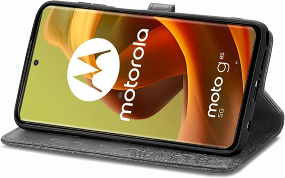 Flip case for Motorola Moto G85, Mandala, grey