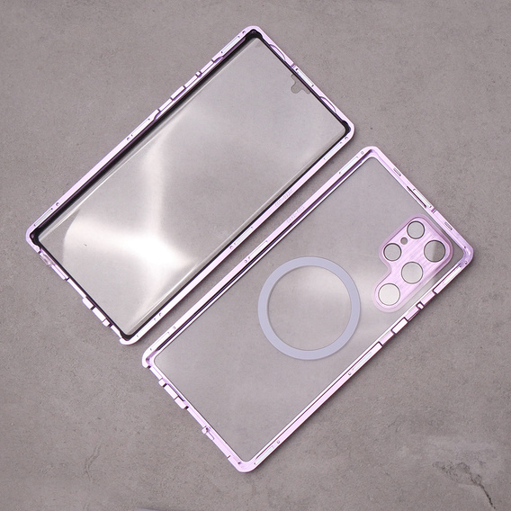 Magnetic Dual Glass MagSafe case for Samsung Galaxy S22 Ultra, purple