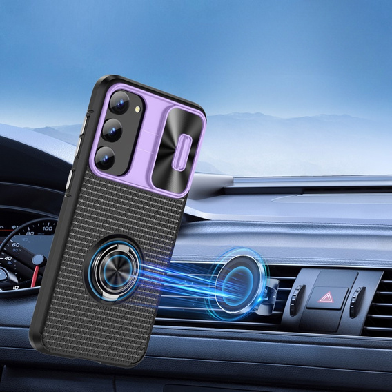 Case for Samsung Galaxy S23, Camera Slide Ring, black / purple