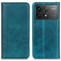 Flip case for Xiaomi Poco F6 Pro, Split Leather, green