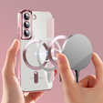 Flip case for Samsung Galaxy S22 5G, RFID Wallet MagSafe CamShield, pink
