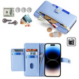 Flip case for iPhone 14 Pro Max, Wallet Zipper Pocket, blue