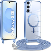 Case for Samsung Galaxy S25, Electro MagSafe, blue + Lanyard