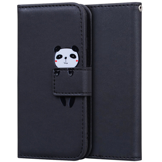 Flip case for Motorola Moto G22, Wallet Panda, black