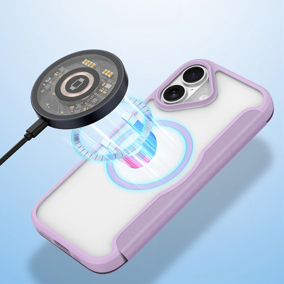 Dux Ducis case for iPhone 17, Skin X Pro, with flap, for MagSafe, purple