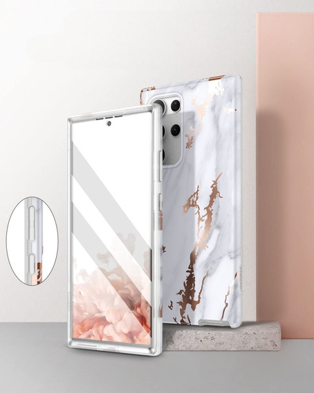 Case for Samsung Galaxy S22 Ultra, Suritch Full Body Marble, white