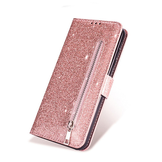 Flip case for Xiaomi Redmi Note 8 Pro, Wallet Zippered, pink rose gold