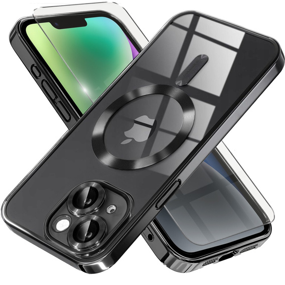Case for iPhone 14, Electro MagSafe, black + Screen Glass