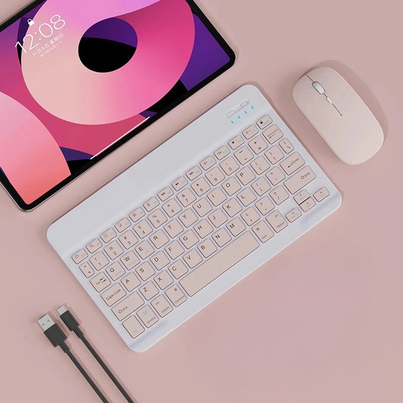 Wireless keyboard and Bluetooth mouse set for Android/Windows, pink