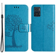Flip case for Motorola Moto E22 / E22i, Wallet, tree i sowy, blue