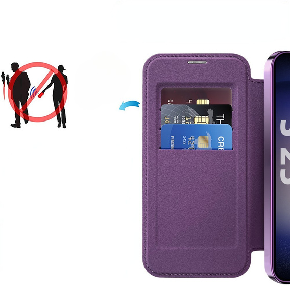 Flip case for Samsung Galaxy S25+ Plus, RFID Wallet MagSafe CamShield, purple