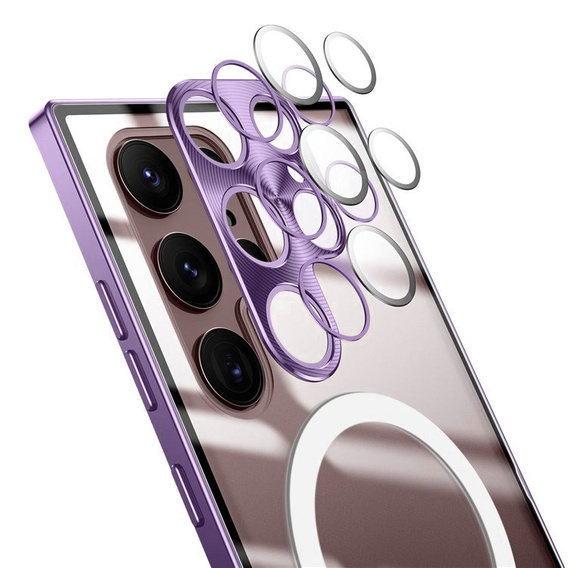 Camera Protection Case for Samsung Galaxy S22 Ultra, CamShield MagSafe, transparent / purple