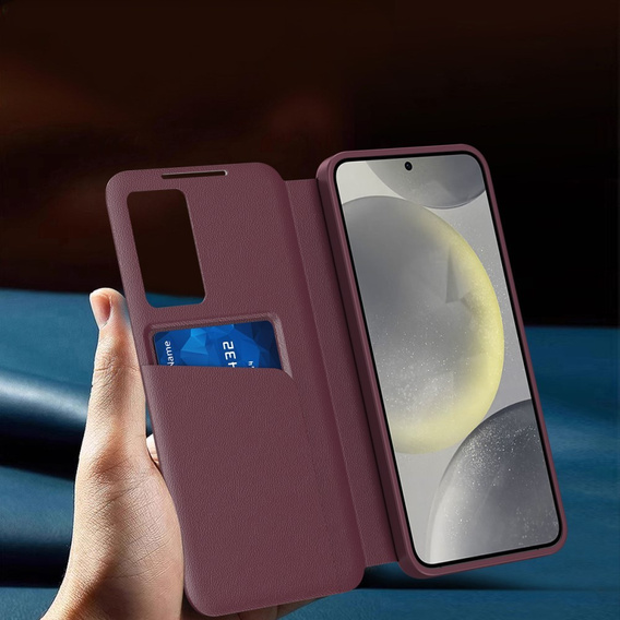 Flip case for Samsung Galaxy S25+ Plus, Smart View Wallet, maroon