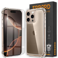 Case for iPhone 16 Pro Max, Erbord Dropproof, transparent + Glass