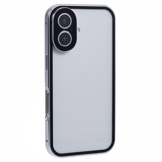 Case for iPhone 16, Magnetic Dual Glass, silver