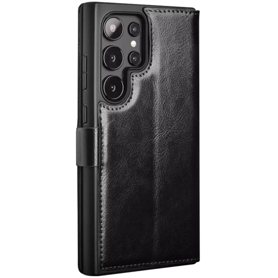 Flip case for Samsung Galaxy S25 Ultra, QIALINO Leather Wallet, black