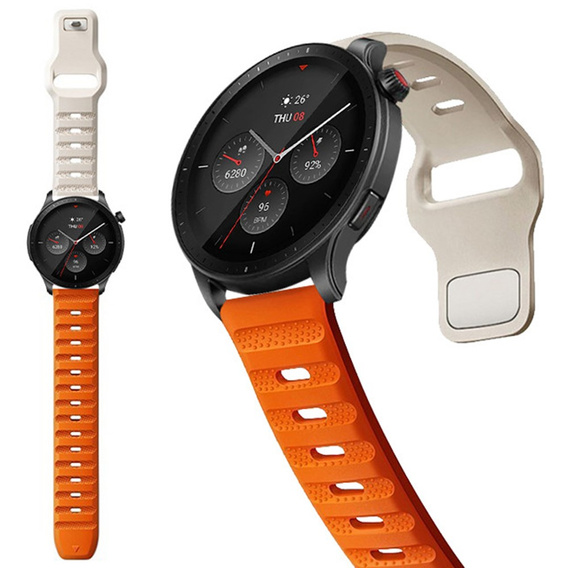 Silicone Universal Strap 22mm Dot Texture, orange / cream